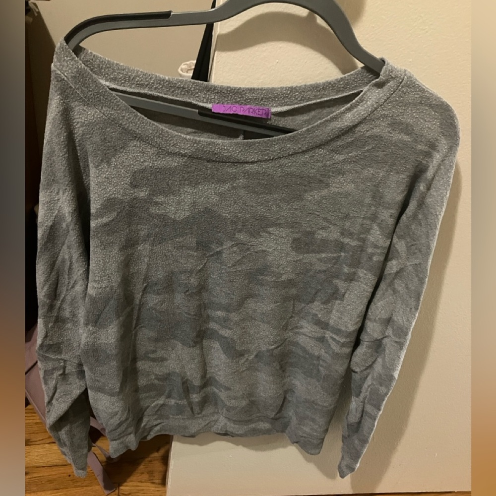 Gray Camouflage Long Sleeve Top